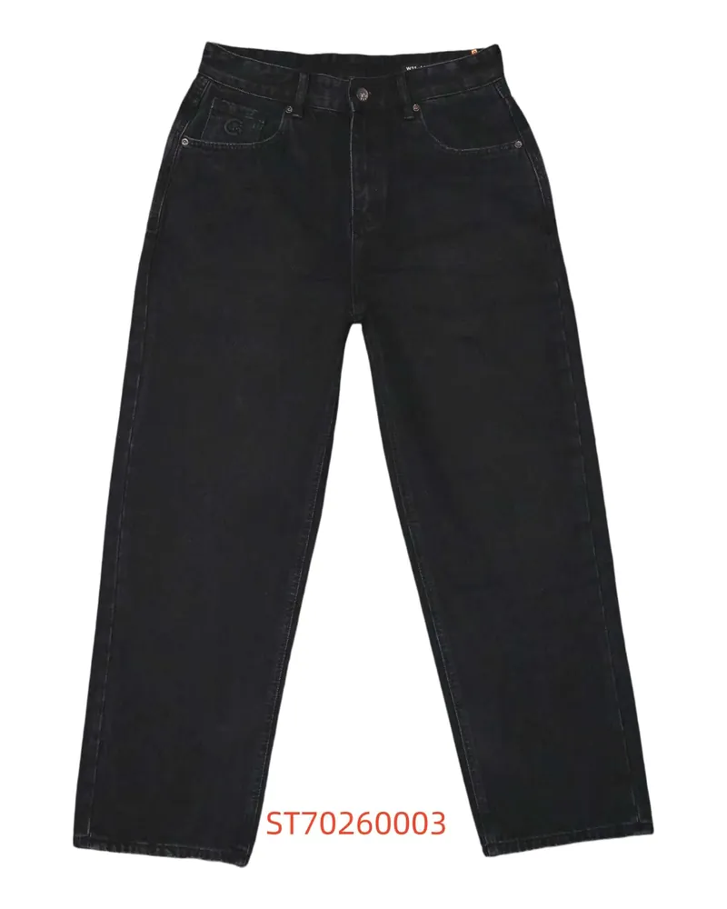 C-15 washed-black loose-fit jeans photographed flat on a white studio background