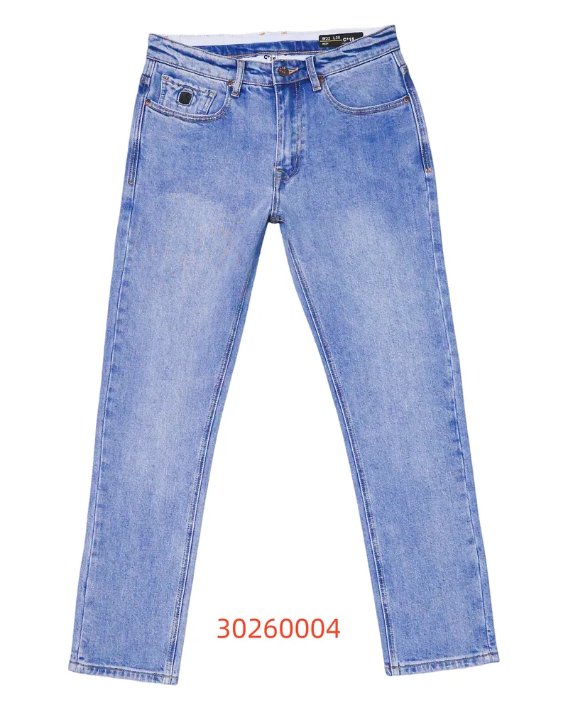 C-15 light-blue straight-fit jeans photographed flat on a white studio background